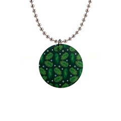 Leaves Snowflake Pattern Holiday 1  Button Necklace by Amaryn4rt