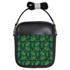 Leaves Snowflake Pattern Holiday Girls Sling Bag by Amaryn4rt