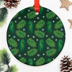 Leaves Snowflake Pattern Holiday Ornament (round) by Amaryn4rt