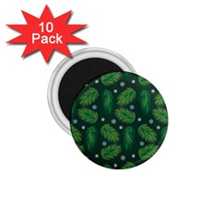 Leaves Snowflake Pattern Holiday 1 75  Magnets (10 Pack)  by Amaryn4rt