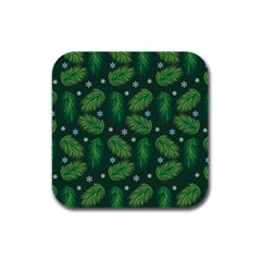 Leaves Snowflake Pattern Holiday Rubber Square Coaster (4 Pack) by Amaryn4rt