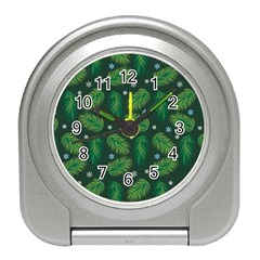 Leaves Snowflake Pattern Holiday Travel Alarm Clock by Amaryn4rt