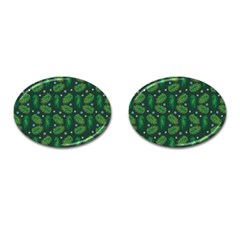 Leaves Snowflake Pattern Holiday Cufflinks (oval) by Amaryn4rt