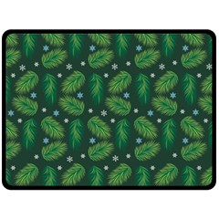 Leaves Snowflake Pattern Holiday Fleece Blanket (large)  by Amaryn4rt