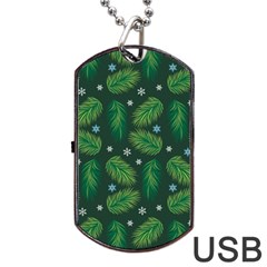 Leaves Snowflake Pattern Holiday Dog Tag Usb Flash (one Side) by Amaryn4rt