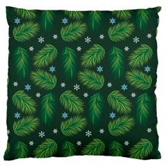 Leaves Snowflake Pattern Holiday Large Flano Cushion Case (two Sides) by Amaryn4rt