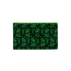 Leaves Snowflake Pattern Holiday Cosmetic Bag (xs)