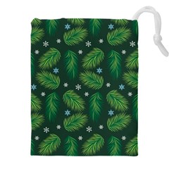 Leaves Snowflake Pattern Holiday Drawstring Pouch (5xl) by Amaryn4rt