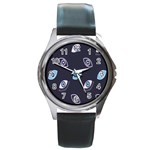 Eyes Evil Eye Blue Pattern Round Metal Watch Front