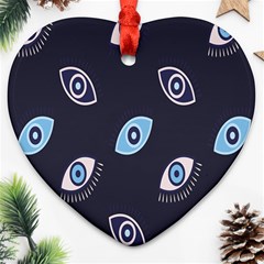 Eyes Evil Eye Blue Pattern Ornament (Heart)