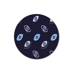 Eyes Evil Eye Blue Pattern Rubber Coaster (Round)