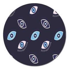 Eyes Evil Eye Blue Pattern Magnet 5  (Round)