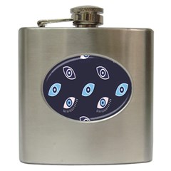 Eyes Evil Eye Blue Pattern Hip Flask (6 oz)