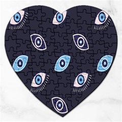 Eyes Evil Eye Blue Pattern Jigsaw Puzzle (Heart)