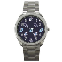 Eyes Evil Eye Blue Pattern Sport Metal Watch by artworkshop