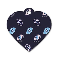 Eyes Evil Eye Blue Pattern Dog Tag Heart (Two Sides)