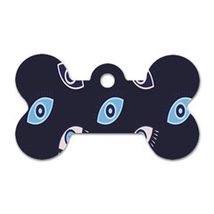 Eyes Evil Eye Blue Pattern Dog Tag Bone (Two Sides)