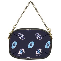 Eyes Evil Eye Blue Pattern Chain Purse (One Side)