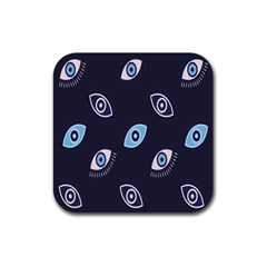 Eyes Evil Eye Blue Pattern Rubber Coaster (square) by artworkshop