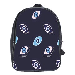 Eyes Evil Eye Blue Pattern School Bag (Large)