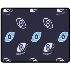 Eyes Evil Eye Blue Pattern Fleece Blanket (Medium) 