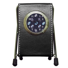 Eyes Evil Eye Blue Pattern Pen Holder Desk Clock by artworkshop