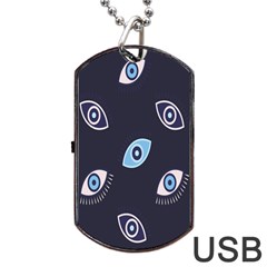 Eyes Evil Eye Blue Pattern Dog Tag USB Flash (One Side)