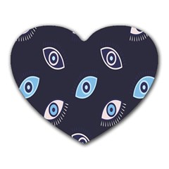 Eyes Evil Eye Blue Pattern Heart Mousepads by artworkshop