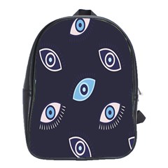 Eyes Evil Eye Blue Pattern School Bag (XL)