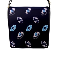 Eyes Evil Eye Blue Pattern Flap Closure Messenger Bag (L)