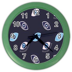 Eyes Evil Eye Blue Pattern Color Wall Clock by artworkshop