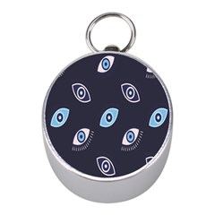 Eyes Evil Eye Blue Pattern Mini Silver Compasses