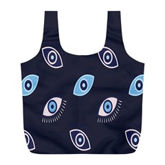 Eyes Evil Eye Blue Pattern Full Print Recycle Bag (l) by artworkshop