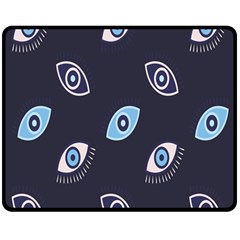 Eyes Evil Eye Blue Pattern Double Sided Fleece Blanket (medium)  by artworkshop