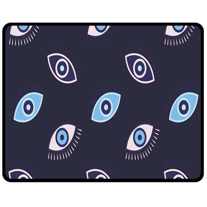 Eyes Evil Eye Blue Pattern Fleece Blanket (Medium) 