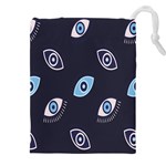 Eyes Evil Eye Blue Pattern Drawstring Pouch (4XL) Front