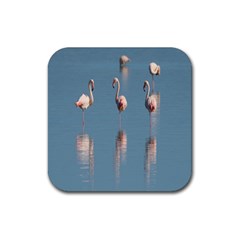 Flamingo Birds Plumage Sea Water Rubber Coaster (square) by artworkshop