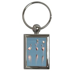 Flamingo Birds Plumage Sea Water Key Chain (rectangle) by artworkshop