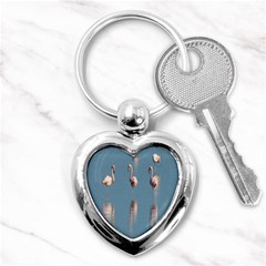 Flamingo Birds Plumage Sea Water Key Chain (heart) by artworkshop