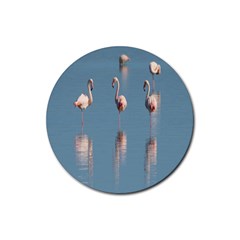 Flamingo Birds Plumage Sea Water Rubber Round Coaster (4 Pack) by artworkshop