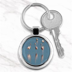 Flamingo Birds Plumage Sea Water Key Chain (round) by artworkshop