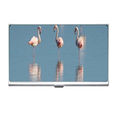 Flamingo Birds Plumage Sea Water Business Card Holder by artworkshop