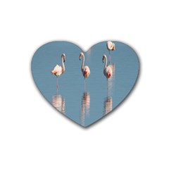 Flamingo Birds Plumage Sea Water Rubber Coaster (heart) by artworkshop