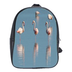 Flamingo Birds Plumage Sea Water School Bag (large) by artworkshop