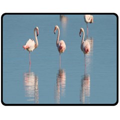 Flamingo Birds Plumage Sea Water Fleece Blanket (medium)  by artworkshop