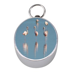 Flamingo Birds Plumage Sea Water Mini Silver Compasses by artworkshop