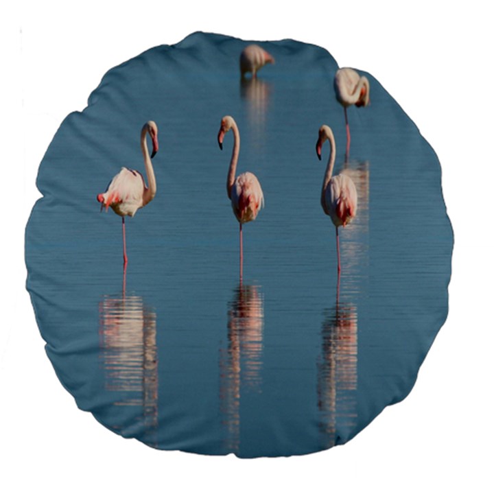 Flamingo Birds Plumage Sea Water Animal Exotic Large 18  Premium Round Cushions