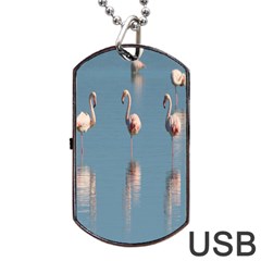 Flamingo Birds Plumage Sea Water Animal Exotic Dog Tag Usb Flash (two Sides) by artworkshop