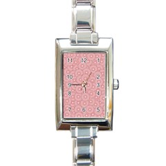 Flora Flowers Pattern Design Pink Spring Nature Rectangle Italian Charm Watch by artworkshop