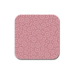 Flora Flowers Pattern Design Pink Spring Nature Rubber Square Coaster (4 Pack) by artworkshop